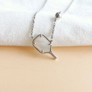 NEW Kendra Scott Pickleball Silver Ivory Mother-of-Pearl Necklace